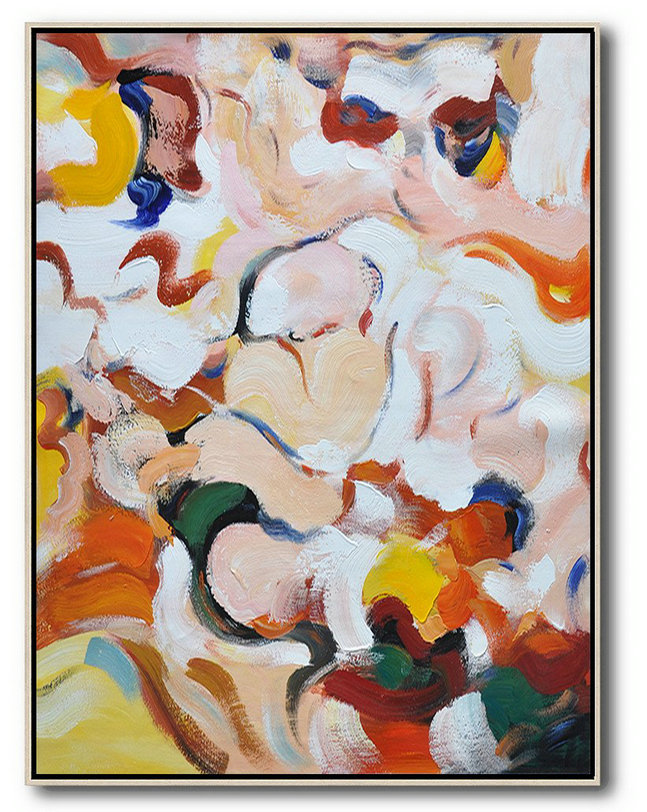 Abstract Painting Modern Art,Vertical Palette Knife Contemporary Art,Canvas Wall Art Home Decor,Nude,Yellow,Red,Orange,Blue.etc